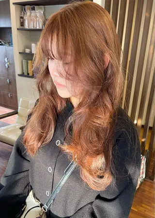 セミロング カラー 髪質改善カラー ケアブリーチ/タムのヘアスタイル