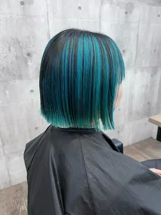 ミディアム サニーサイド大名 ダブルカラー髪質改善のヘアスタイル