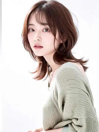 ミディアム La Ruelle 江曽島店のヘアスタイル