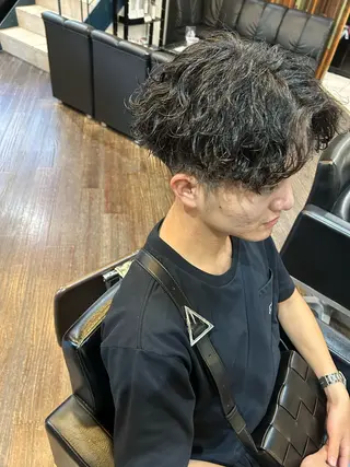 ミディアム パーマ メンズ 大阪/梅田/シャドウ パーマ/ノボリユウタのヘアスタイル