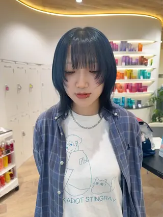 ミディアム カラー 垢抜け/レイヤー/ ハイトーン/アスナのヘアスタイル