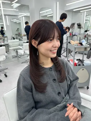 セミロング 前髪顔まわりカット 🌈中村海聖のヘアスタイル