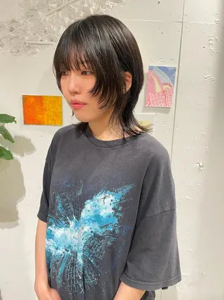 ミディアム ウルフ/似合わせ レイヤー/RIHOのヘアスタイル