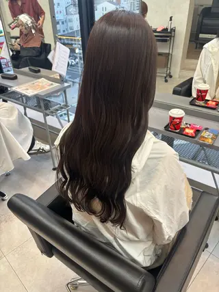 ロング カラー 顔まわりレイヤー×透 明感カラー/しずくのヘアスタイル