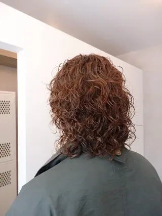 セミロング パーマ 彩葉/ブリーチ/ カットモデル栄・伏見のヘアスタイル