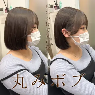 ショート カラー たぴ。ぱつっとボブ /暖色艶カラー🍒のヘアスタイル