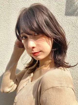 ミディアム カラー パーマ 巻けるケア縮毛矯正✨ ケアカラー✨山下のヘアスタイル