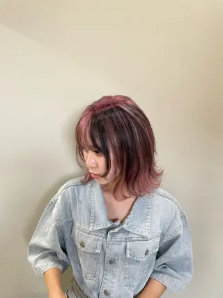 ミディアム カラー 田川 聖菜のヘアスタイル