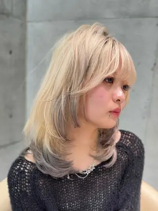 ミディアム カラー ケアブリーチ 韓国レイヤーKYONのヘアスタイル
