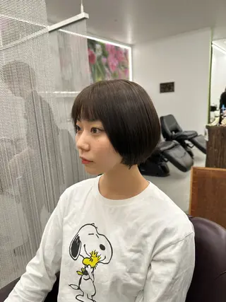 ショート カラー ボブ ショート 髪質改善  相澤晃希のヘアスタイル
