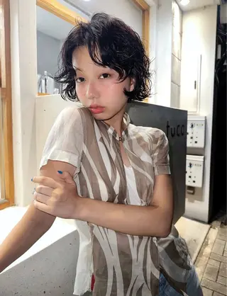 ショート パーマ 榛地 渉馬のヘアスタイル