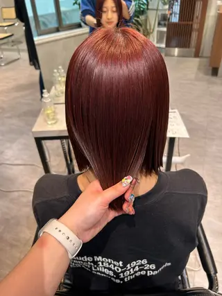 ショート カラー ayano🍒パーマ 暖色カラーのヘアスタイル