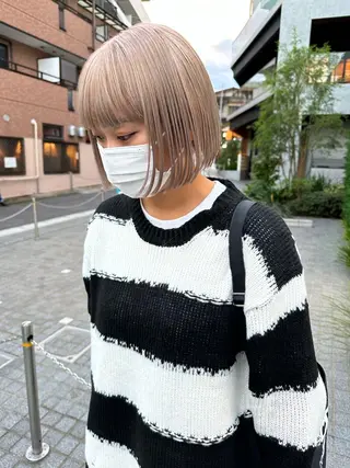 ショート カラー パーマ/透明感カラー /ボブ/吉田一生のヘアスタイル