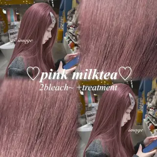 ロング カラー ヘアアレンジ 🤍淡色ピンク&ラベ ンダーYUKI🤍のヘアスタイル