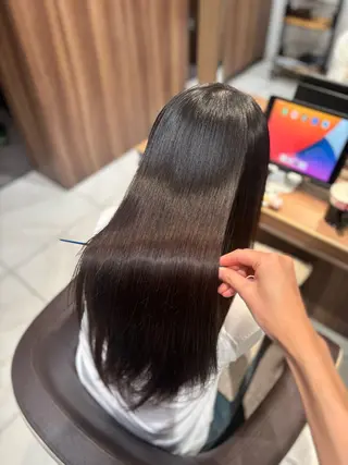 ロング パーマ ツヤ髪縮毛矯正💫/ ハイトーン/あゆみのヘアスタイル