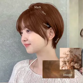 ショート カラー 暖色ショート/ボブ "ﾏﾘﾝ"𓂃🫧‪のヘアスタイル