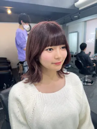 ミディアム カラー 髪質改善⭐️縮毛矯正 吉祥寺⭐️Rinaのヘアスタイル