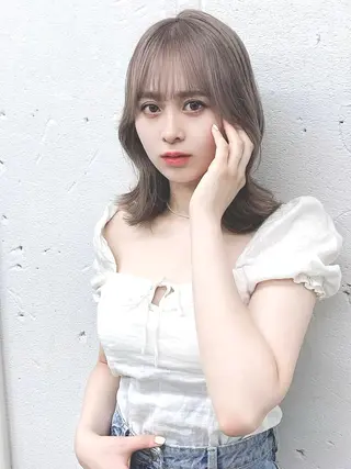 ミディアム カラー 映える顔周りカット ♥️韓国ヘア"ちぇるのヘアスタイル