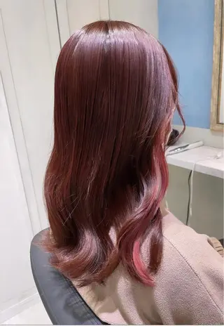 ロング カラー 🌷ピンク/韓国風 暖色カラー ゆい🌷のヘアスタイル