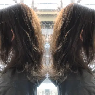 セミロング カラー 柴田 祐輔のヘアスタイル