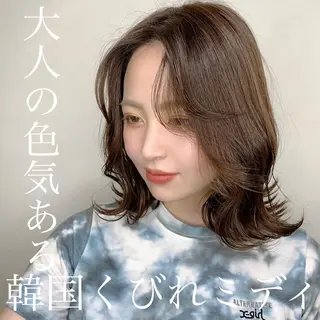 ミディアム カラー オリーブカラー 特化　　kaiのヘアスタイル