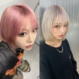 セミロング カラー ONYX 表参道所属・表参道/ハイライト バレイヤージュ/縮毛のヘアスタイル