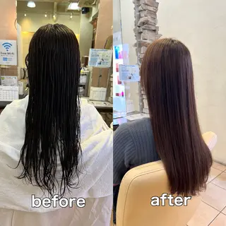 ロング パーマ 地毛風ストレート ⚡️下ノ村柊斗⚡️のヘアスタイル