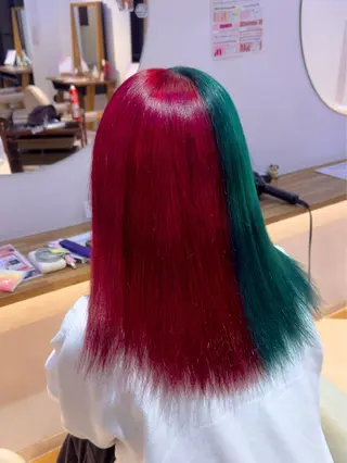 セミロング カラー 😈せいと😈 ハイトーン/縮毛矯正のヘアスタイル