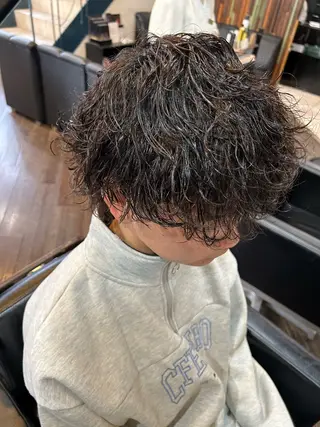 ミディアム パーマ メンズ 大阪/梅田/シャドウ パーマ/ノボリユウタのヘアスタイル