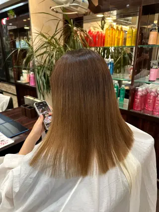 セミロング 縮毛矯正&髪質改善/ きょうの🐺のヘアスタイル