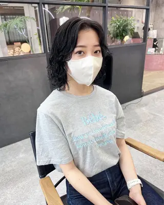 ミディアム カラー パーマ 水野 雪 /パーマ/暖色カラーのヘアスタイル