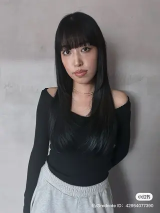 ロング カラー 似合わせパーマ 癖毛カットのヘアスタイル