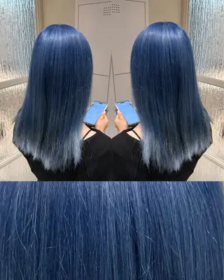 セミロング カラー ハイトーンカラー/ 青髪/💙みずき💙のヘアスタイル