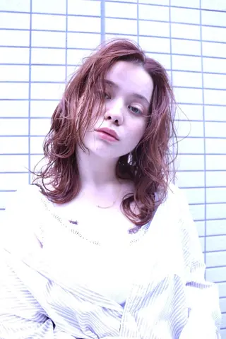 ミディアム カラー パーマ 増子 幹樹のヘアスタイル