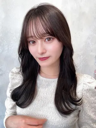 セミロング カラー 顔周り/くびれヘア 韓国ヘア💕風間るなのヘアスタイル