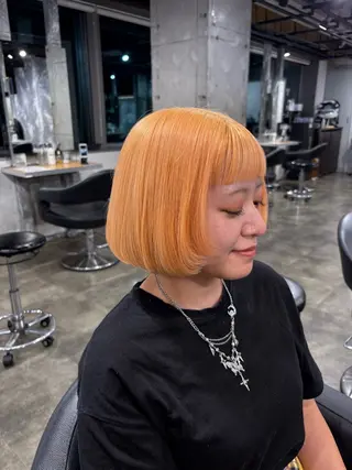 ミディアム カラー ハイトーンブロンド 横浜💞ミオのヘアスタイル
