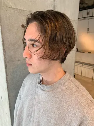 ミディアム メンズ ピンクベージュ/新潟 万代/高橋桃葉🍑のヘアスタイル