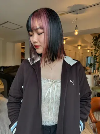 カラー ブリーチカラー🎀 韓国風/寺門美優のヘアスタイル