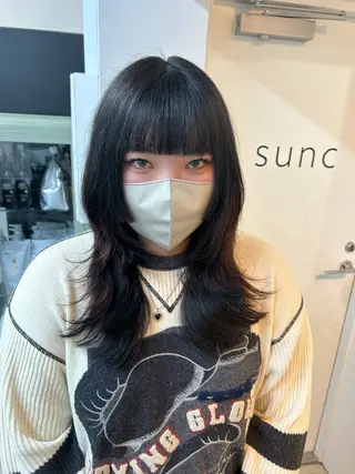 ミディアム sunc所属・レイヤーカット ワンホンヘアそうたのヘアスタイル