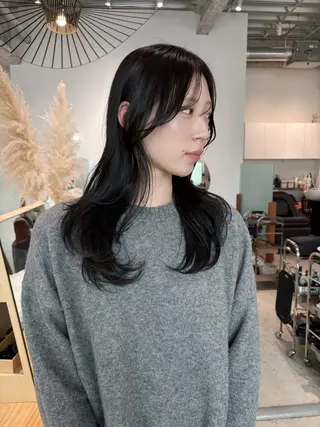 セミロング カラー 🎀優姫 🎀  韓国レイヤーのヘアスタイル