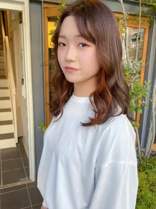 ミディアム カラー 栄/矢場町 三井太朗のヘアスタイル