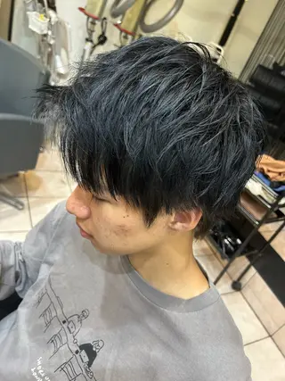 ミディアム メンズ 大阪/梅田/シャドウ パーマ/ノボリユウタのヘアスタイル