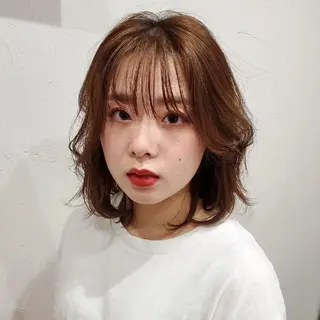 ミディアム カラー フリーランス所属・韓国ヘア レイヤー くびれヘアMATSUのヘアスタイル