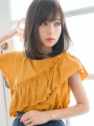 ミディアム カラー パーマ ヘアアレンジ 年間1500人担当 代表 南一路のヘアスタイル