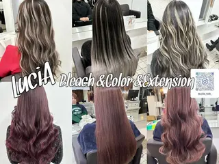 ロング ヘアアレンジ カラー LuciAエクステ カラー2500セラのヘアスタイル