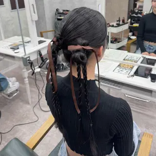 ロング ヘアアレンジ JUNSHIN🦋 ヘアセット／カラーのヘアスタイル