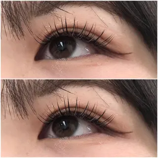 マツエク・マツパ 岩戸優奈 束感まつげ ピンク/ベージュのヘアスタイル