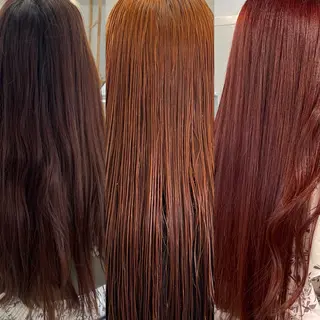 ロング カラー ブリーチなしカラー ダブルカラーエクステのヘアスタイル