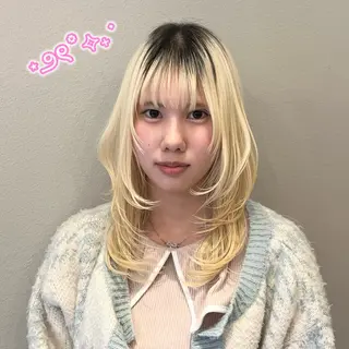 セミロング ヘアセット/ピンク /レッド/あつはのヘアスタイル