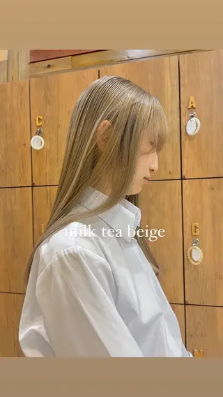 ロング カラー 黒田瀬奈/ボブ まろやかベージュのヘアスタイル